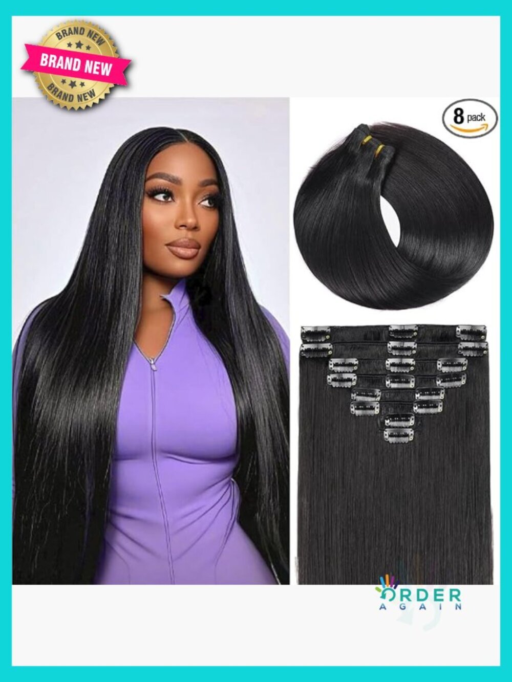 Clip In Hair Extensions Real Human Remy Double Weft Straight 26inch 8pcs 130g